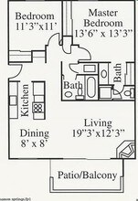 2 Beds, 2 Baths Model floor plan